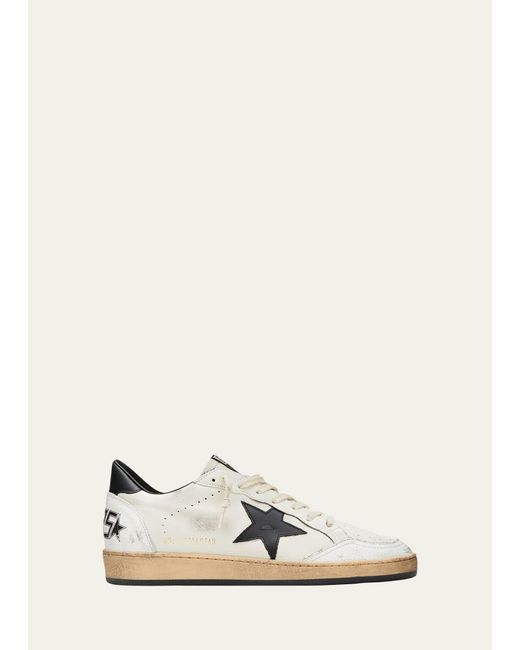Golden Goose Deluxe Brand White Ball Star Distressed Leather Low-top Sneakers for men