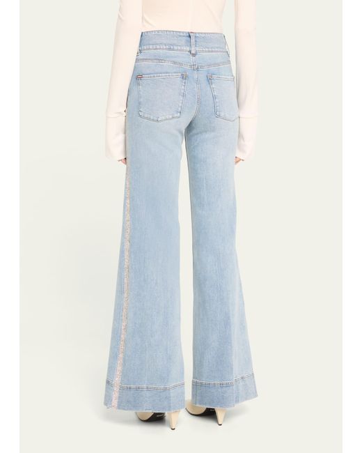 Alice + Olivia Blue Missa High-rise Wide-leg Crystal Side Jeans