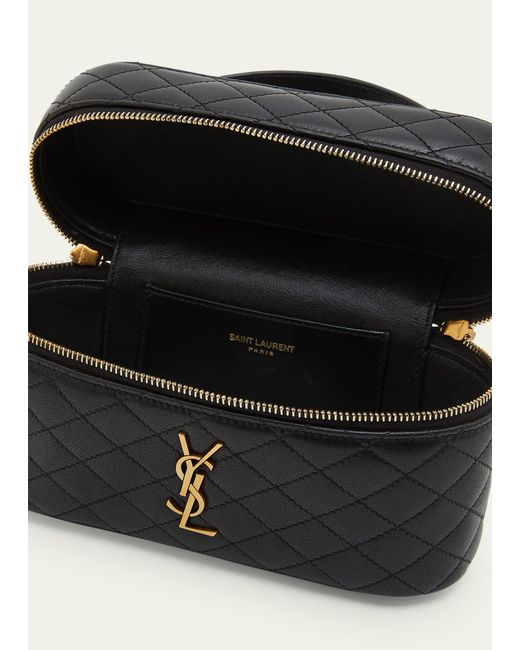Saint Laurent Black Vanity Mini Quilted Leather Top-handle Bag