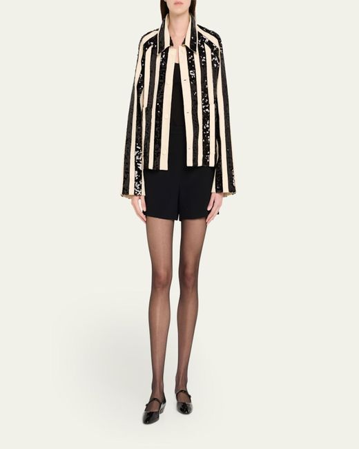 Bode Black Grandstand Sequined Stripe Cropped Jacket