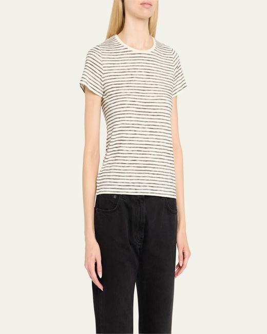 Majestic Filatures Cotton Striped Boat-Neck Tee in Natural
