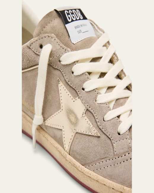 Golden Goose Deluxe Brand Natural Ball Star Mixed Leather Low-Top Sneakers With Bead Lettering