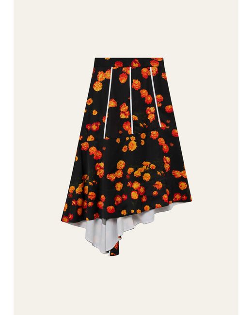 Wales Bonner Red Hope Floral-print High-low Skirt