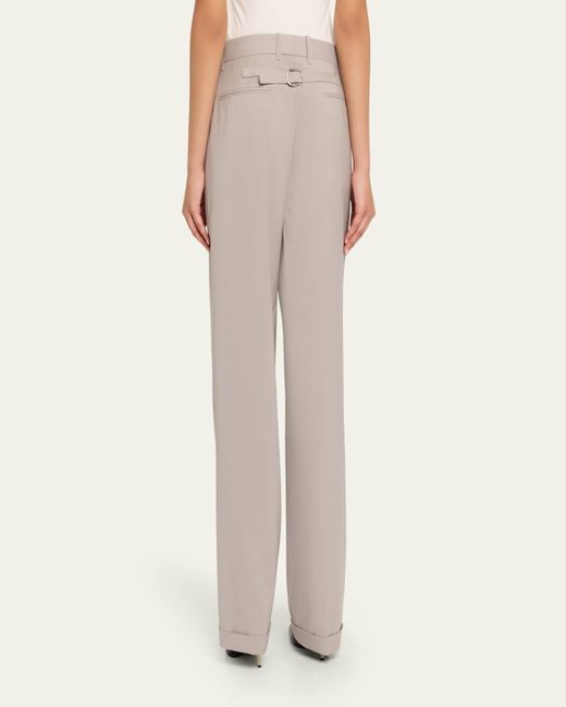 Peter Do Gray Jade Pleated Straight-Leg Pants