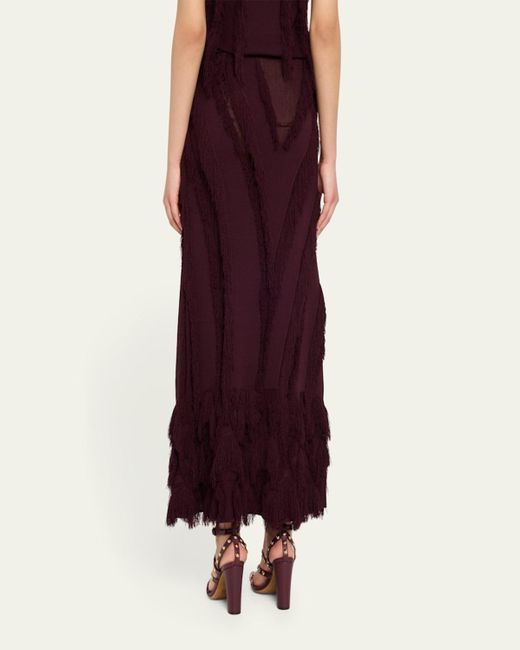 Ulla Johnson Purple Astrid Macrame Fringe Knit Maxi Skirt