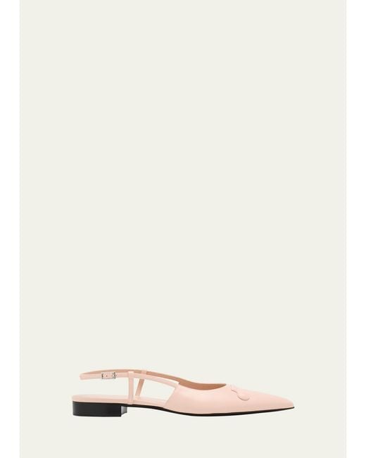 Marni Natural Trunkaroo Leather Pointed-Toe Slingback Flats