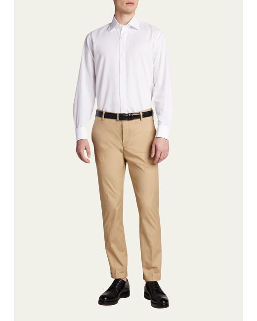 Bergdorf Goodman White Formal Twill Fly-front Dress Shirt for men