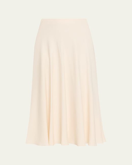 Loro Piana Natural Erika Silk-Wool Cady Midi Skirt
