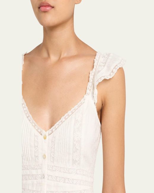 LoveShackFancy Natural Rietta Cotton Lace-Trimmed Mini Dress