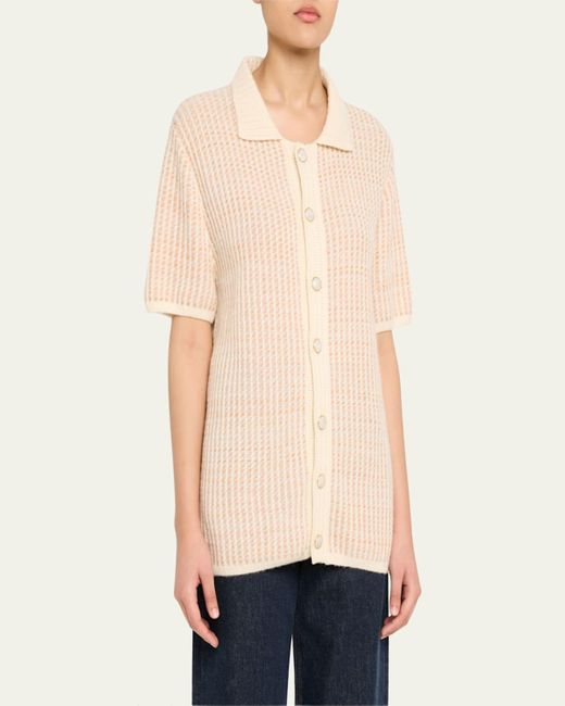 God's True Cashmere Natural Noble Short-Sleeve Cashmere Shirt