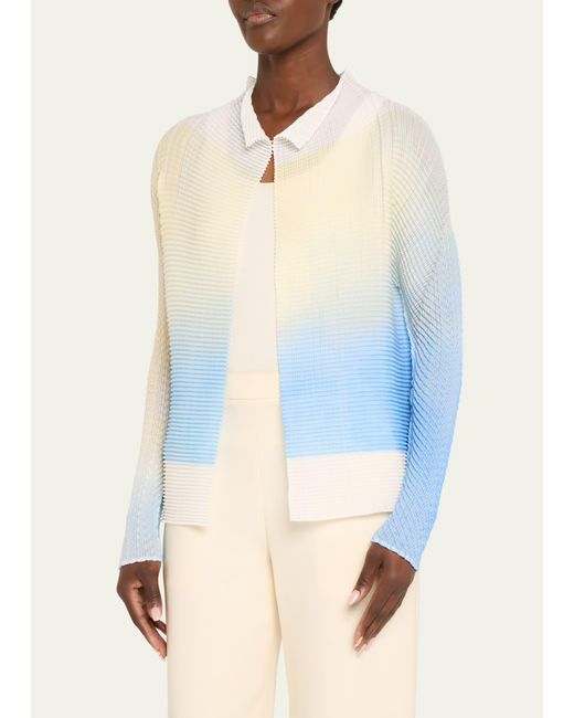 Issey Miyake Blue Ombre Pleats Open Front Cardigan