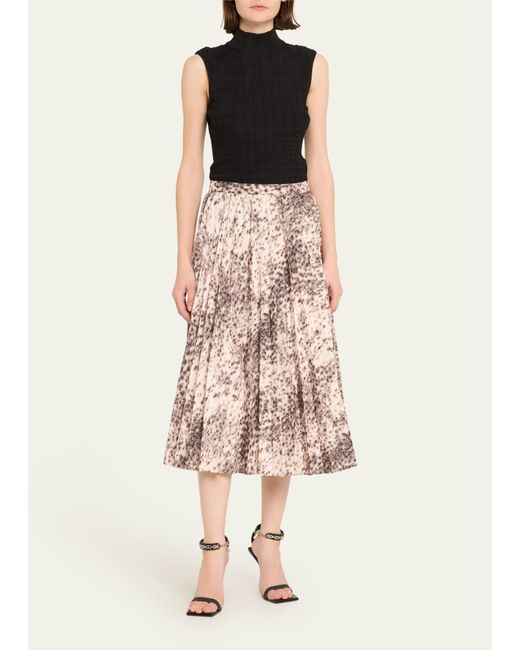 Givenchy Pink Printed Pleated Midi Skirt