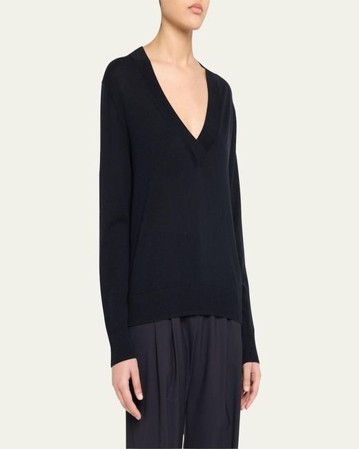 Twp Blue Perfect Deep V Wool Sweater