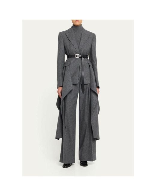 Michael Kors Gray Draped Single-Button Wool Blazer
