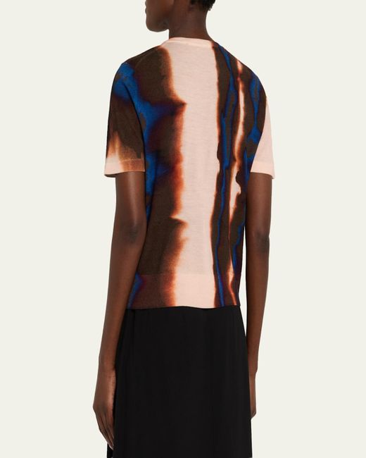 Jason Wu Black Burned Striped Wool Short-Sleeve Sweater