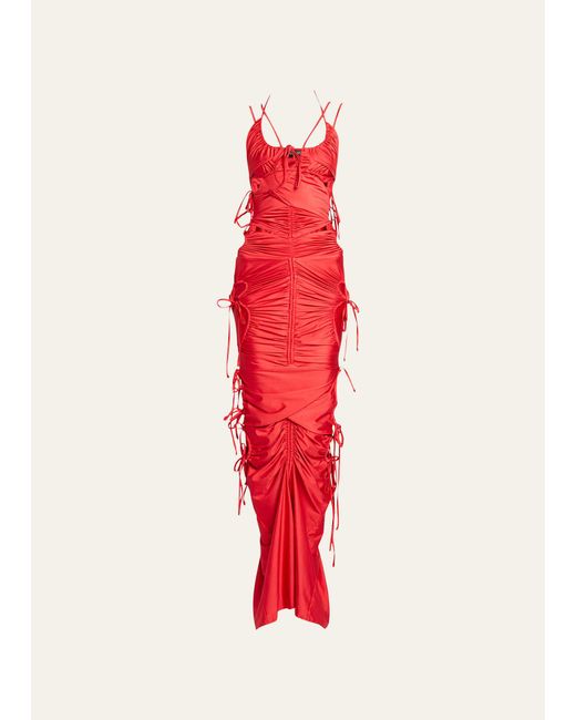 Balenciaga Red Patched Bikini Dress With Cutout Details