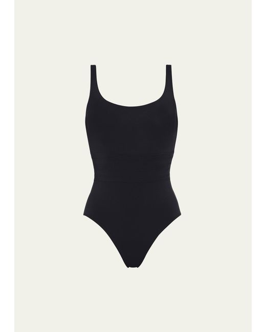 Eres Black Asia Scoop-neck One-piece Swimsuit With Waistband Detail