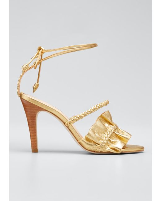 gold ruffle sandals