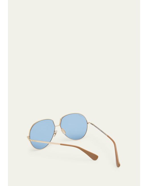 Max Mara Blue Design 8 Mirrored Metal Aviator Sunglasses