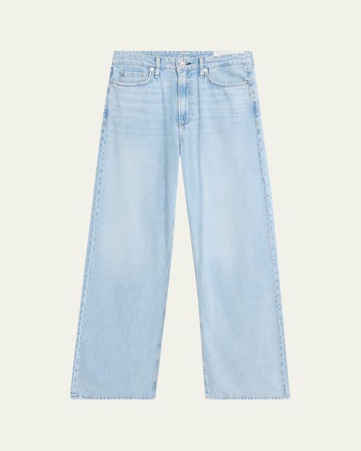 Rag & Bone Blue Featherweight Logan Mid-Rise Wide-Leg Jeans