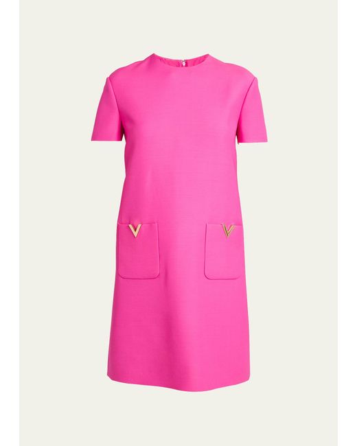 Valentino Garavani Pink V Pocket Crepe Couture Mini Dress
