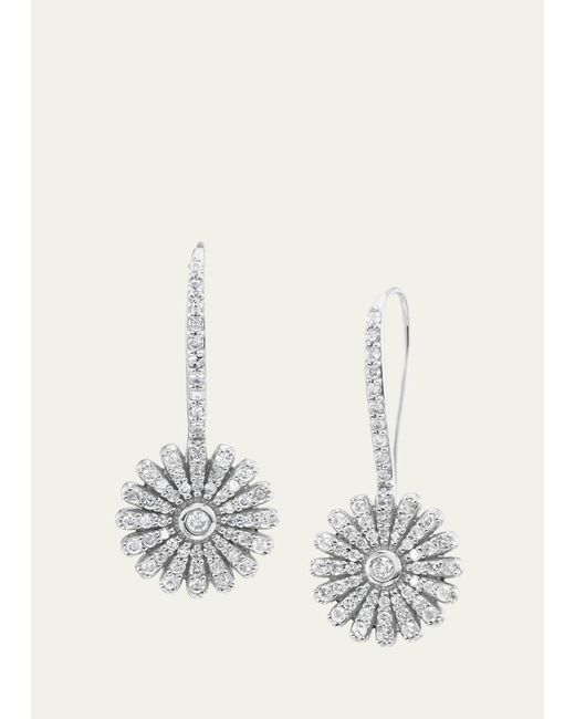 Sheryl Lowe White Pave Diamond Daisy Drop Earrings