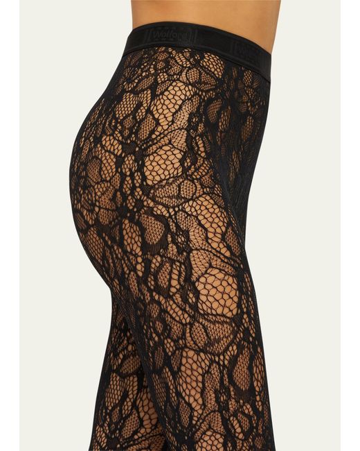 Wolford Natural Logo Floral Net Tights
