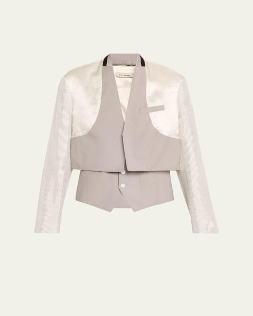 Peter Do Natural Mun Patchwork Blazer Jacket