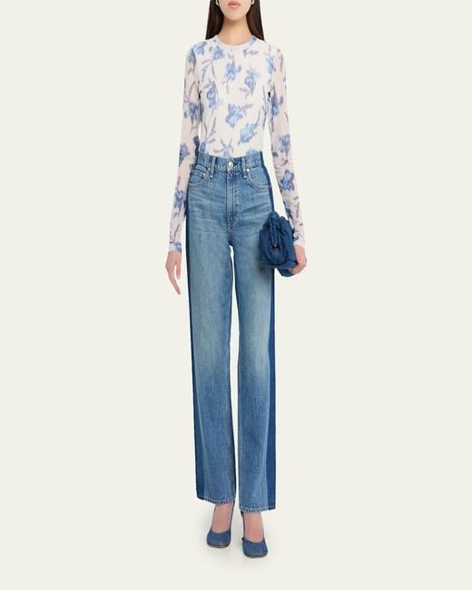 Rag & Bone Blue Yana Printed Mesh Top