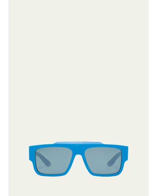 Gucci Blue GG1460Sm Acetate Rectangle Sunglasses for men