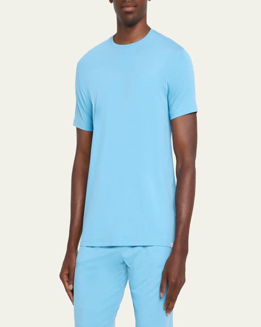 Derek Rose Blue Basel Micro Modal Stretch Crewneck T-Shirt for men