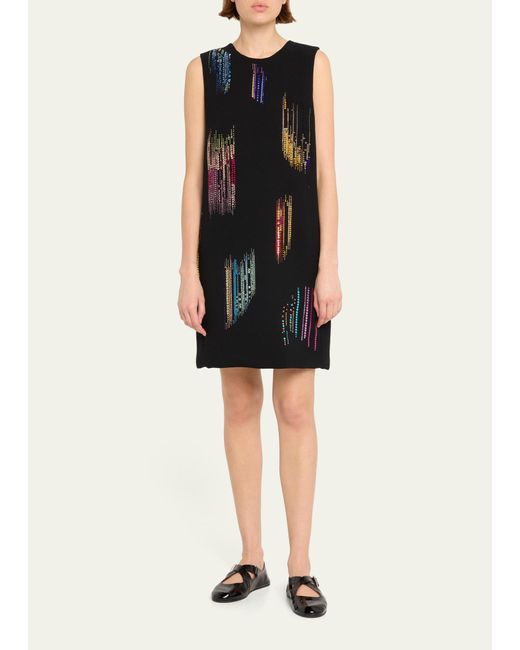 Libertine Black Fwb Shift Dress With Multicolor Crystal Detail