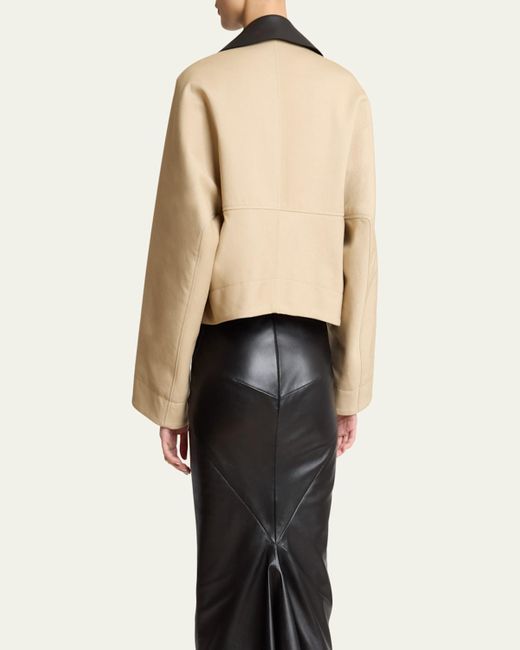 Givenchy Natural Leather Collar Zip Cocoon Jacket