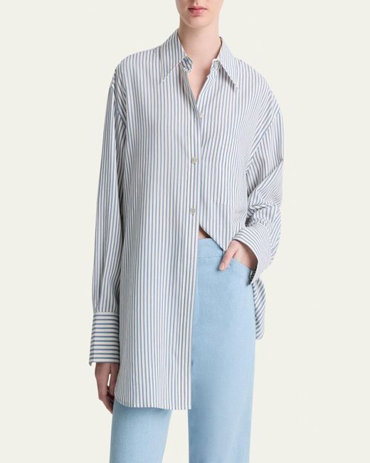 Vince Blue Furrow Stripe Button-Front Shirt