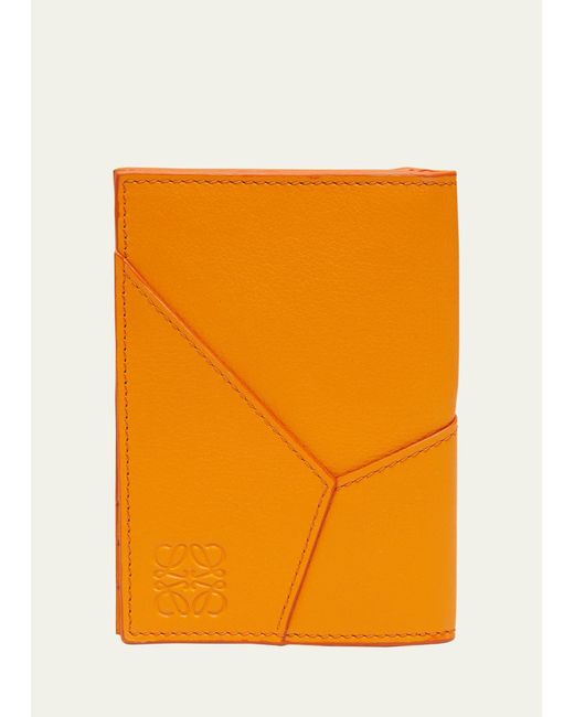 Loewe Orange Puzzle Leather Bifold Card Holder for men