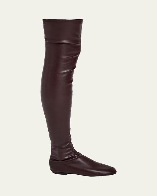 Proenza Schouler Brown Tee Stretch Faux Leather Over-The-Knee Boots