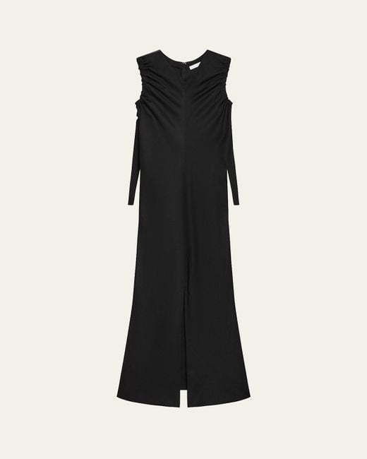 Helmut Lang Black Ruched Sleeveless Maxi Dress