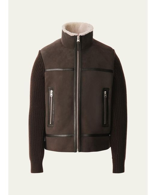 Mackage Black Jonathan Mixed-Media Shearling Jacket for men
