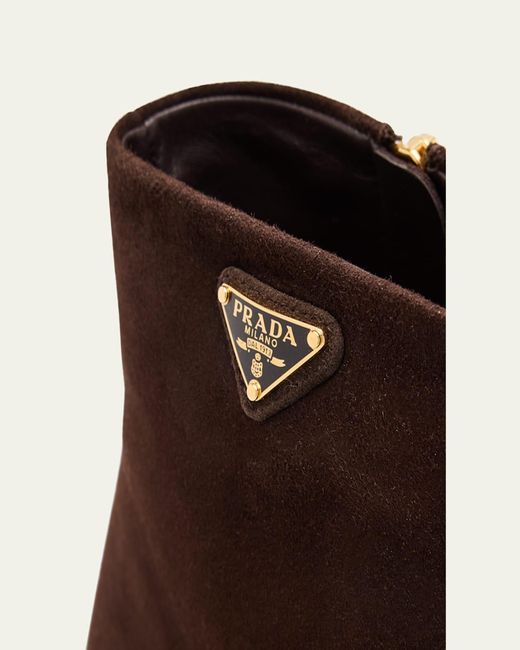 Prada Brown Suede Ankle Booties