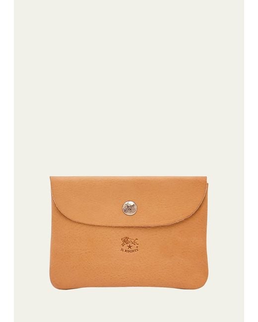 Il Bisonte Orange Leather Envelope Card Case for men