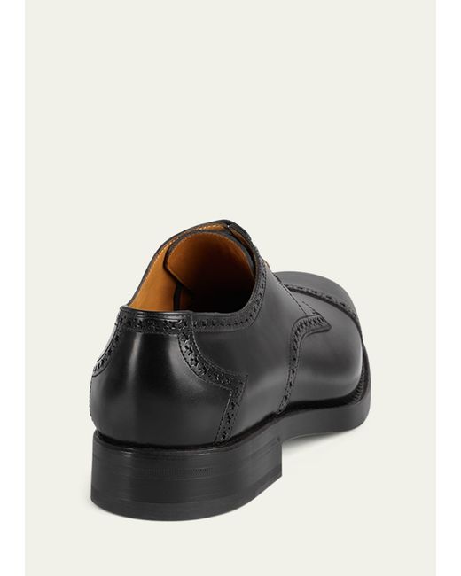 Gucci Black Rooster Brogue Leather Derby Shoes for men