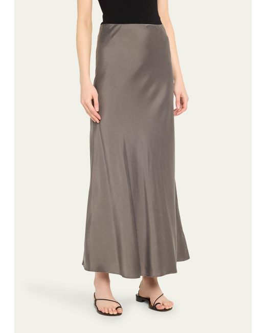 St. Agni Gray Silk Bias Maxi Skirt