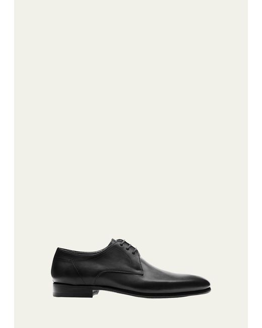 Magnanni Shoes Black Maddin Leather Derby Shoes for men