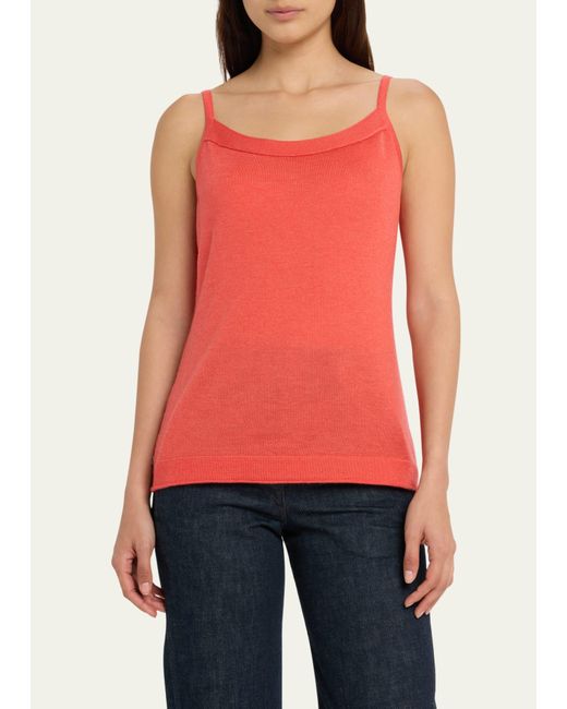 Lafayette 148 New York Red Scoop-neck Cashmere Sweater Tank