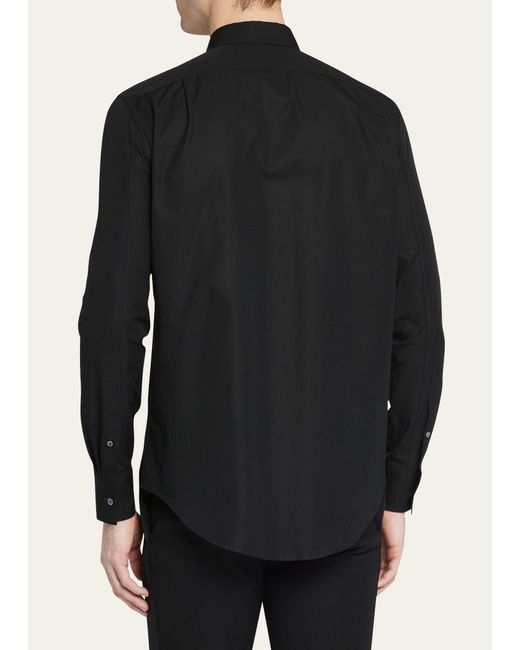 Alexander McQueen Black Poplin Embroidered-collar Dress Shirt for men