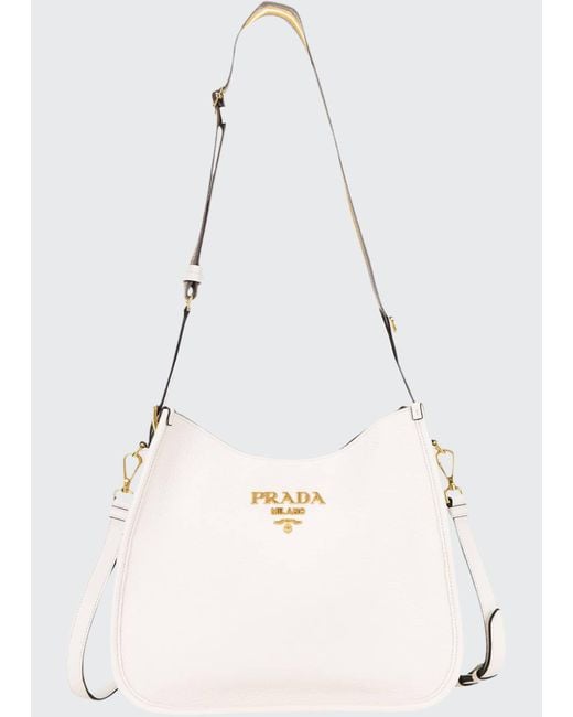 prada small daino leather hobo bag