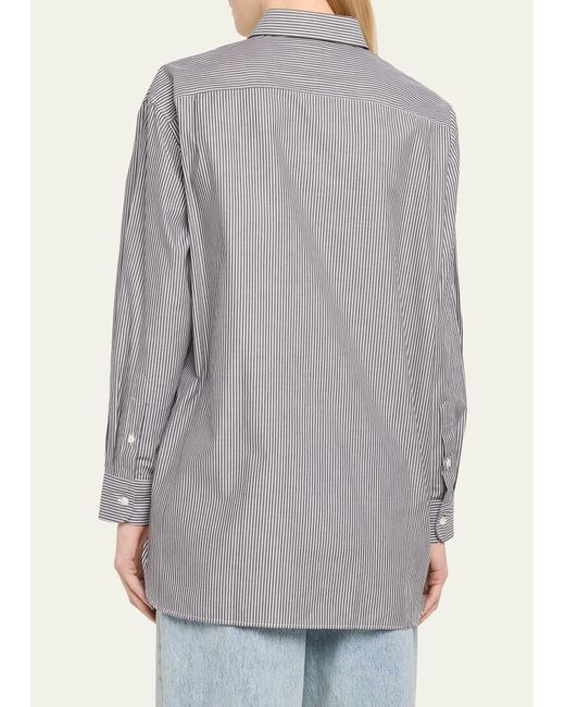 Nili Lotan Gray Yorke Stripe Oversized Poplin Shirt