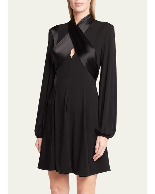 Loewe Black Lavaliere Scarf-neck Mini Dress