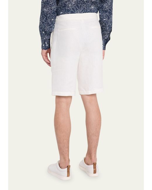 Loro Piana Natural Linen Bermuda Shorts for men
