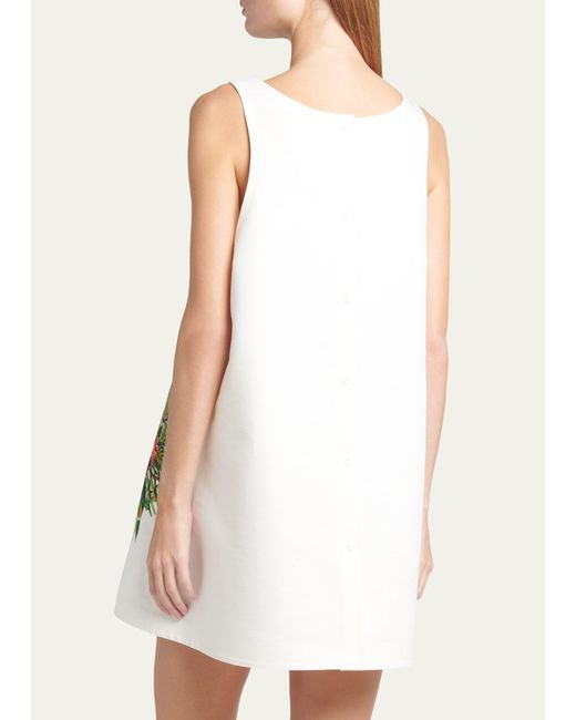 Marni White Floral Print Button Back Mini Dress